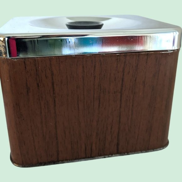 Vintage Coffee and Tea Tins Storage containers faux wood pattern & steel x2 - Picture 6 of 6